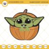 Baby Yoda With Pumpkin Embroidery Designs, Baby Yoda Halloween Embroidery Design File