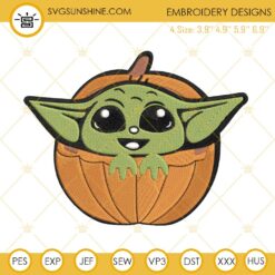 Baby Yoda With Pumpkin Embroidery Designs, Baby Yoda Halloween Embroidery Design File