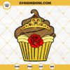 Belle Beauty And The Beast Cupcake SVG, Belle Crown Rose Dress Birthday SVG PNG DXF EPS