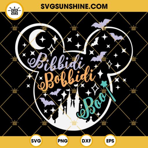 Bibbidi Bobbidi Boo Mouse Ears SVG, Boo Halloween Castle SVG, Halloween Mouse SVG