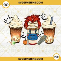 Chucky Coffee Latte PNG File, Horror Halloween Coffee Latte PNG Vector Clipart