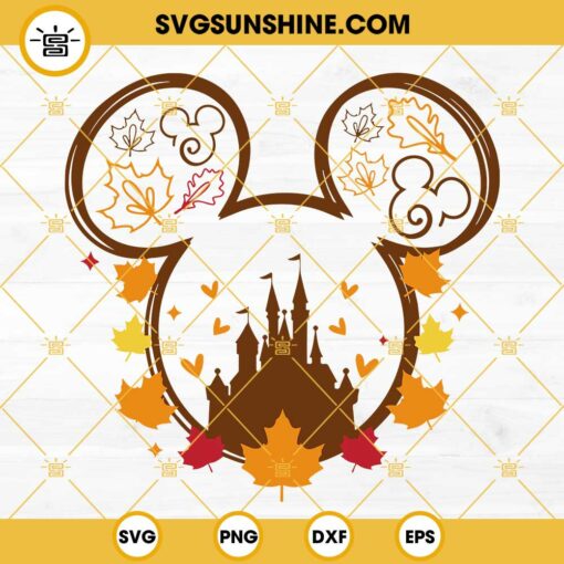 Disney Mouse Head Hello Fall SVG, Mouse Head Autumn SVG, Fall SVG