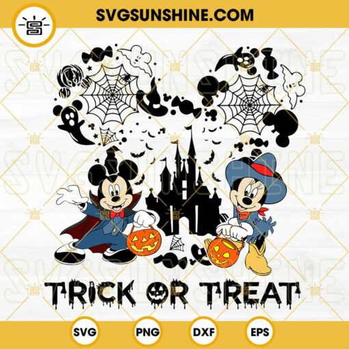 Disney Trick Or Treat SVG, Happy Halloween SVG, Mickey Minnie Witch Halloween SVG