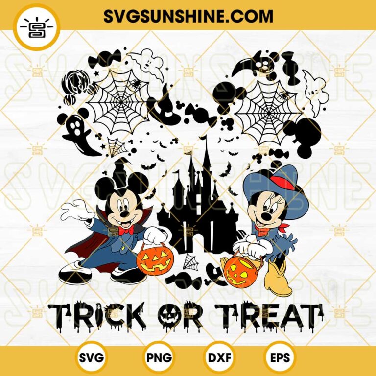 Disney Trick Or Treat SVG, Happy Halloween SVG, Mickey Minnie Witch