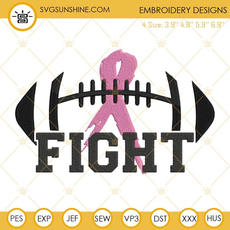 Football Fight Breast Cancer Awareness Embroidery Designs Files