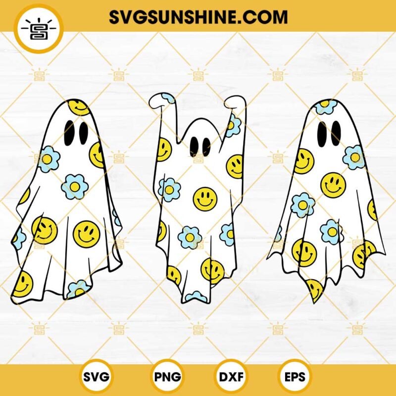 SPOOKY DAISY GHOST SVG, Flower Ghost SVG, Floral Ghost SVG, Cute