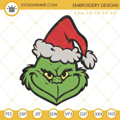 Grinch Hand Embroidery Design File, Grinch Hand Embroidery Pattern