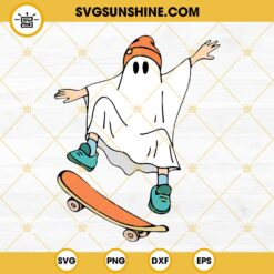 Halloween Ghost Skateboard SVG, Boy Halloween SVG, Kids Halloween SVG PNG DXF EPS Files