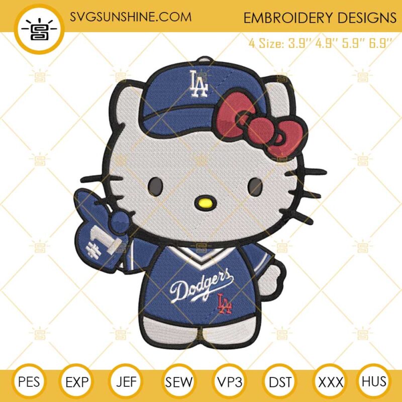 Hello Kitty Los Angeles Dodgers Machine Embroidery Design File
