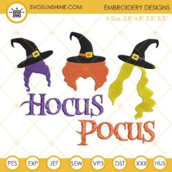 Hocus Pocus Hair Machine Embroidery Designs, Hocus Pocus Embroidery Design File