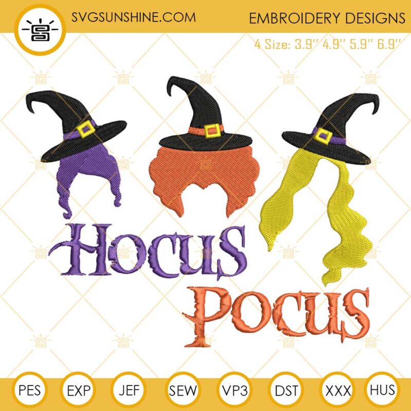 Hocus Pocus Hair Machine Embroidery Designs, Hocus Pocus Embroidery Design File