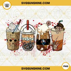 Horror Movie Characters Coffee Latte PNG Vector Clipart, Halloween Drink Iced Coffee Tea Latte PNG