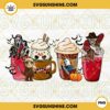 Horror Movie Characters Coffee Latte PNG, Horror Movie Halloween Coffee Latte PNG Vector Clipart