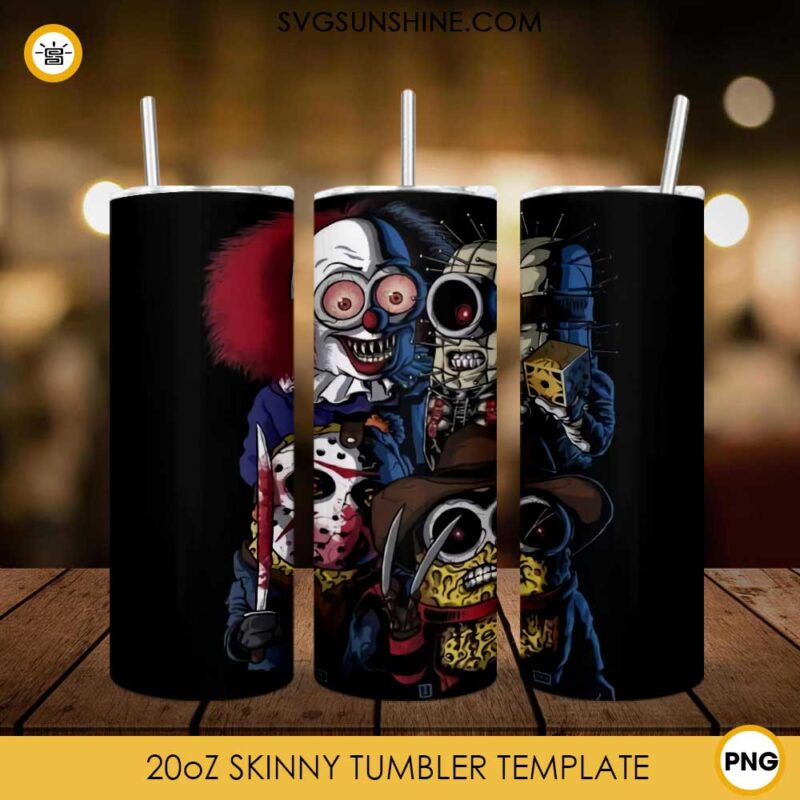 Horror Movies Killer Minion 20oz Skinny Tumbler Template PNG, Minion Halloween Skinny Tumbler Design PNG