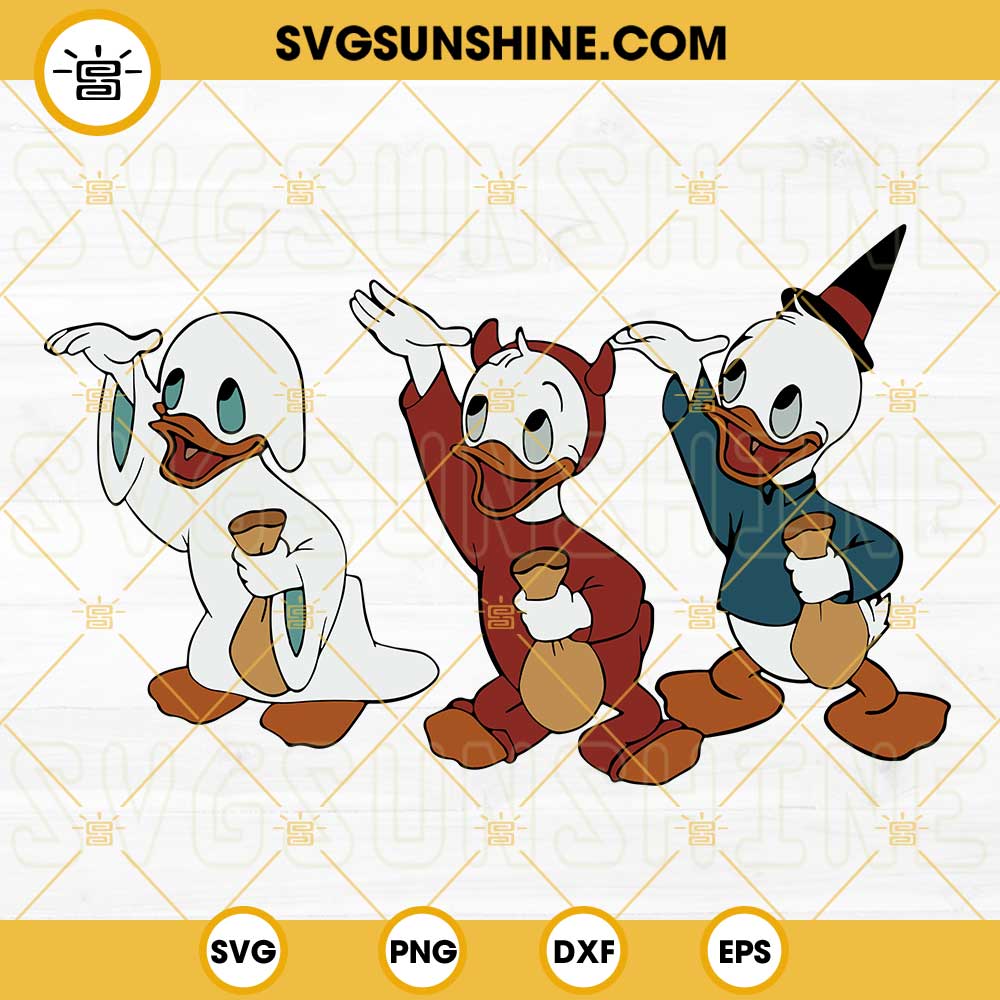 Huey Dewey and Louie Halloween Svg, Donald Duck