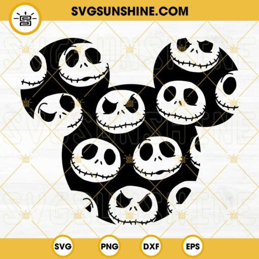Jack Skellington SVG, Mickey Head The Nightmare Before Christmas Halloween SVG PNG DXF EPS