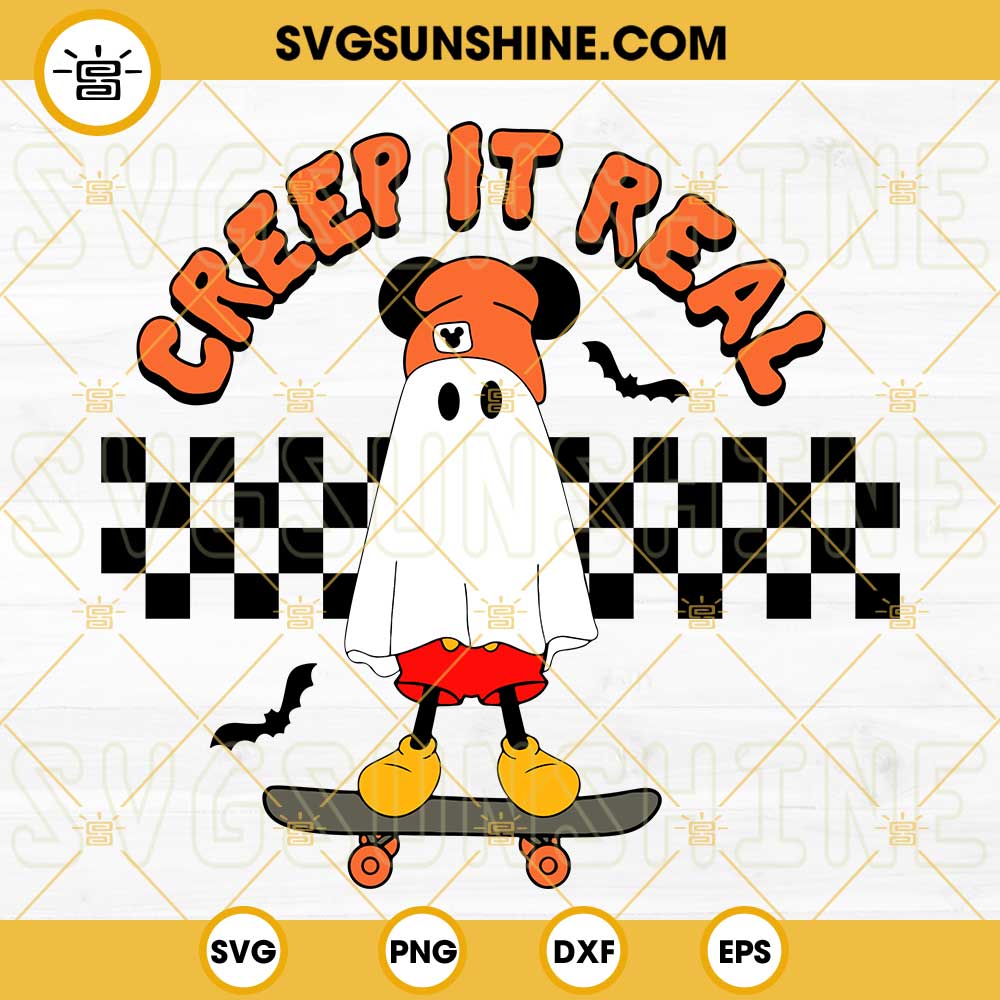 Mickey Ghost Skateboarding SVG, Creep It Real SVG, Halloween SVG