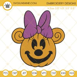 Minnie Pumpkin Embroidery Designs, Disney Pumpkin Halloween Embroidery Design File