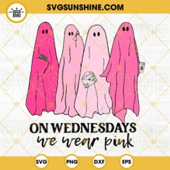 On Wednesdays We Wear Pink SVG, Pink Ghosts SVG, Girl Halloween SVG PNG DXF EPS Cricut