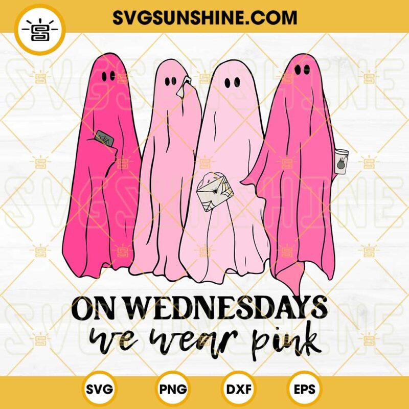 On Wednesdays We Wear Pink SVG, Pink Ghosts SVG, Girl Halloween SVG PNG