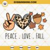 Peace Love Fall SVG, Hello Fall SVG, Cheetah Print Heart SVG For Cricut Silhouette