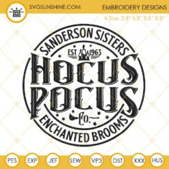 Hocus Pocus Embroidery Designs, Sanderson Sisters Embroidery Design File