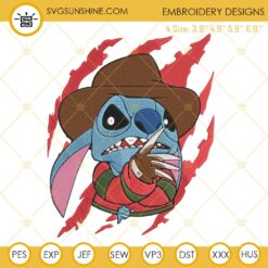 Stitch As Freddy Krueger Embroidery Designs, Stitch Halloween Embroidery Design File