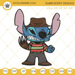 Stitch Freddy Krueger Embroidery Designs, Halloween Stitch Embroidery Design File