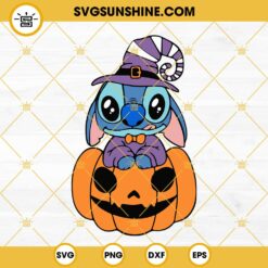 Stitch Witch Pumpkin Happy Halloween SVG PNG DXF EPS Files For Cricut