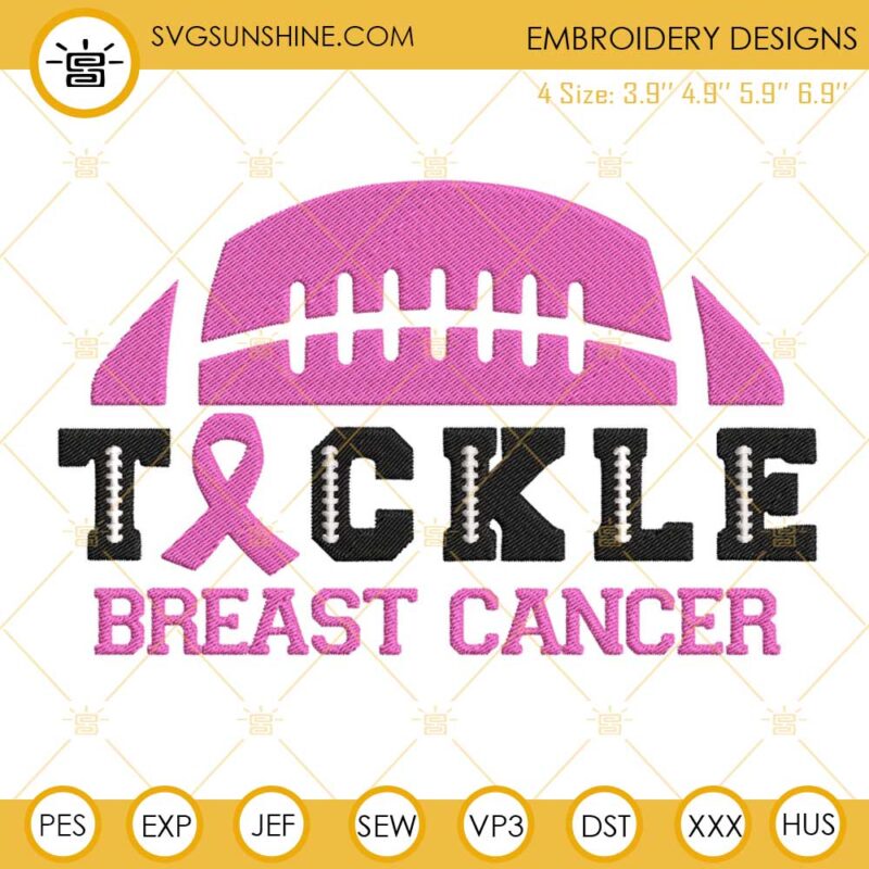Tackle Breast Cancer Embroidery Designs, Cancer Football Embroidery Design File