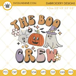 The Boo Crew Embroidery Design File, Boo Ghost Pumpkin Halloween Machine Embroidery Designs