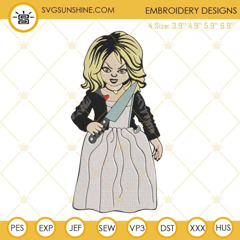 Tiffany Horror Doll Halloween Embroidery Designs Files