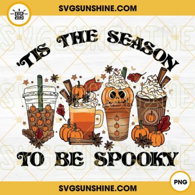 Tis The Season To Be Spooky Halloween Fall Pumpkin Coffee Latte PNG ...