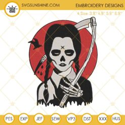 Wednesday Addams Embroidery Designs, Horror Movie Halloween Embroidery Design File