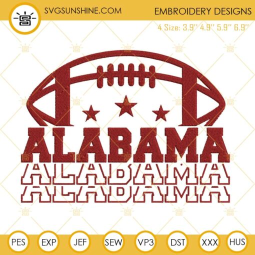 Alabama Football Embroidery Design Files