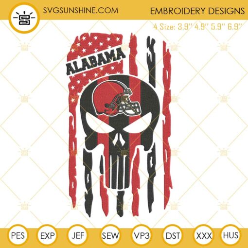 Alabama Football Skull Embroidery Designs