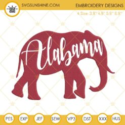 Alabama In Elephant Embroidery Designs, Alabama Crimson Tide Embroidery Design Files
