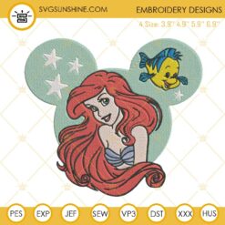 Ariel Disney Princess Embroidery Designs, The Little Mermaid Embroidery Design File