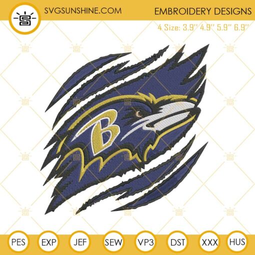 Baltimore Ravens Ripped Claw Machine Embroidery Design File
