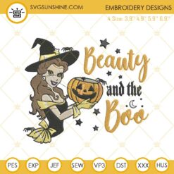 Beauty And The Boo Embroidery Designs, Disney Princess Belle Halloween Embroidery Design File