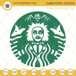 Beetlejuice Starbucks Machine Embroidery Design File