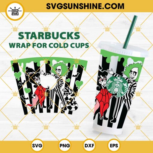 Beetlejuice Lydia Deetz Full Wrap For Starbucks 24oz Cold Cup SVG, Halloween Horror Full Wrap Venti Cold Cup 24 Oz SVG PNG DXF EPS
