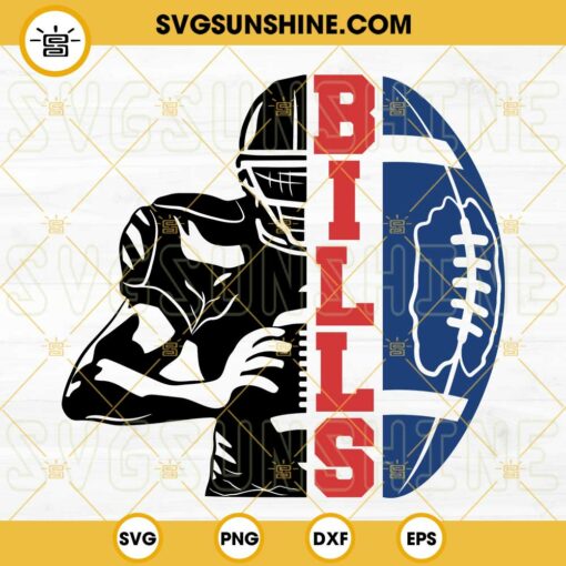 Bills Football Half Player SVG, Bills Team SVG, Half Football Half Player SVG, Football Season SVG