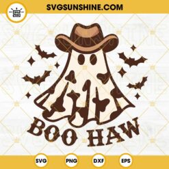 Boo Haw Western Ghost SVG, Retro Halloween SVG, Cowboy Ghost SVG, Western Halloween SVG