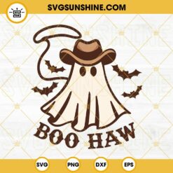 Boo Haw SVG, Western Ghost Halloween SVG, Vintage Ghost Halloween SVG, Retro Fall Autumn Ghost SVG