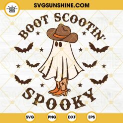 Boot Scootin Spooky Western Ghost SVG, Halloween Cowboy Ghost SVG, Western Halloween SVG