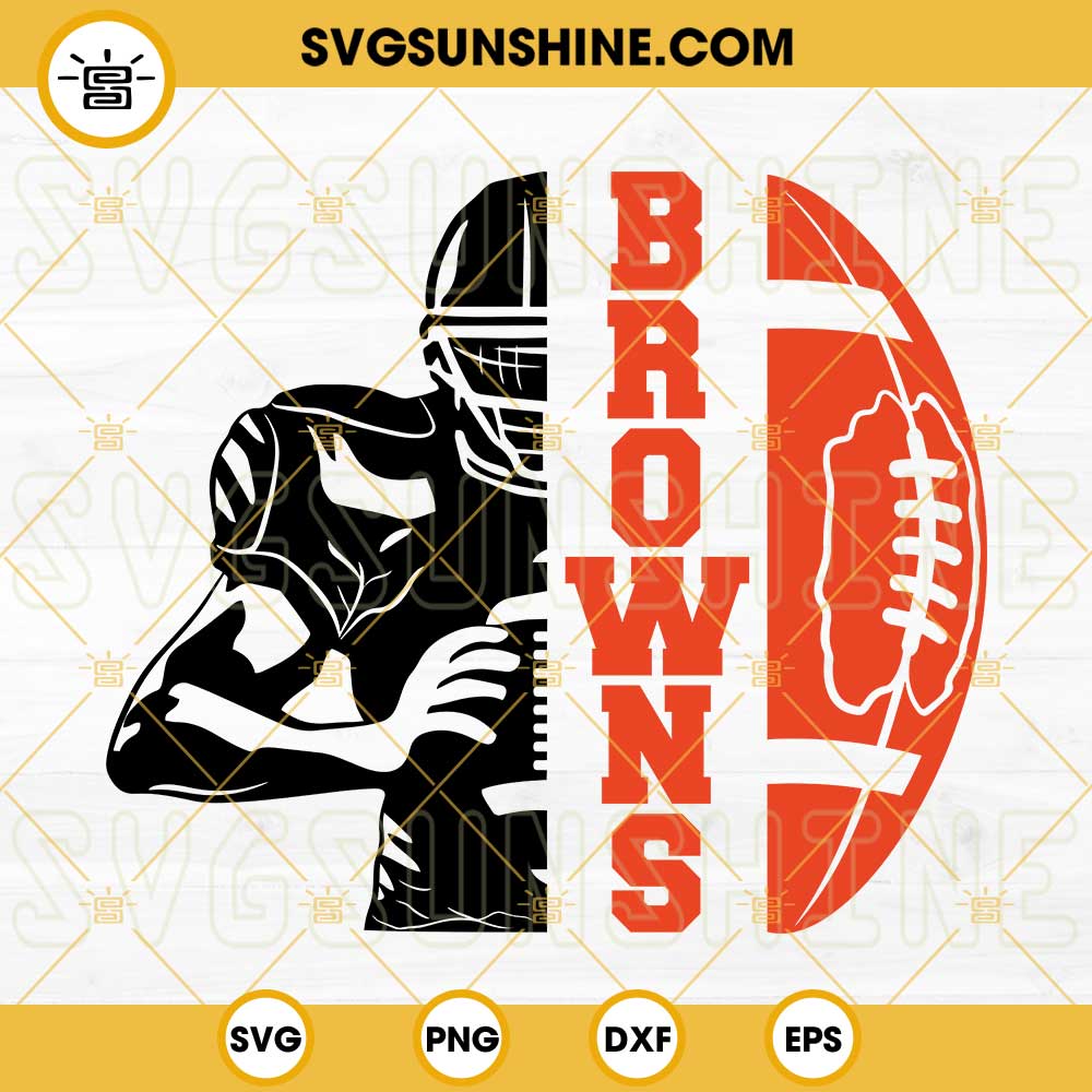 BROWNS Half Football Half Player SVG, Cleveland Browns SVG Digital