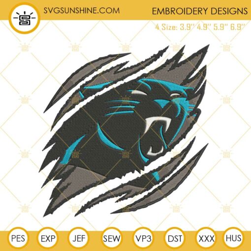 Carolina Panthers Ripped Claw Machine Embroidery Design File