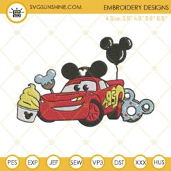 Cars Lightning Mcqueen 95 Disneyland Embroidery Design File