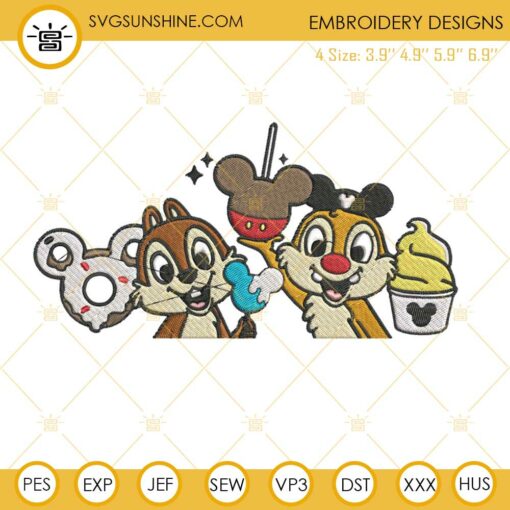 Chip And Dale Disneyland Snacks Machine Embroidery Design File